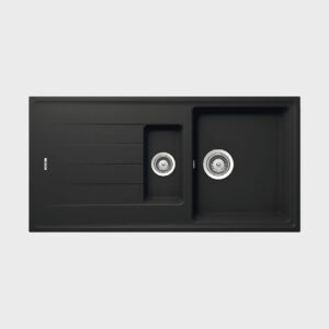 Bacha de cocina doble Magnum de cuarzo con escurridor